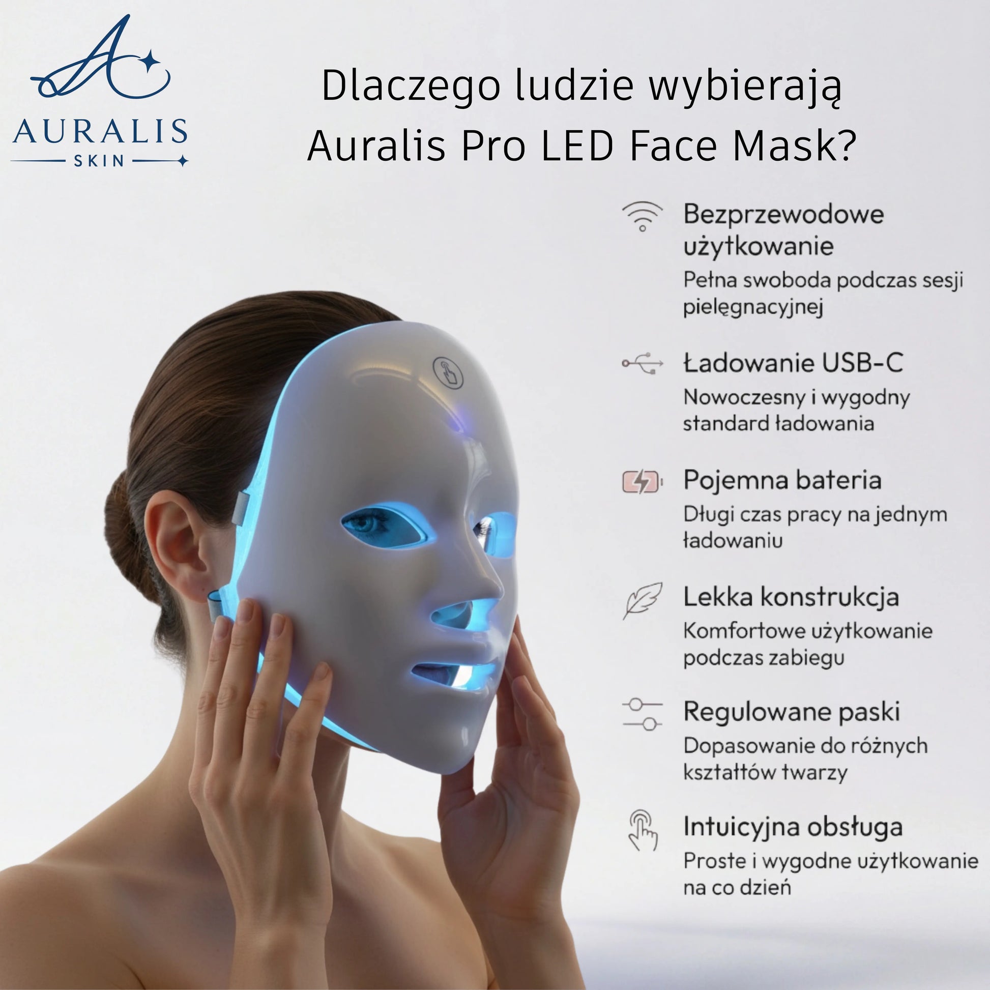 Auralis Pro LED Face Mask – maska do terapii światłem LED na twarz - AURALIS SKIN
